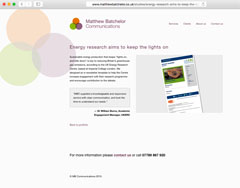 Example of a portfolio page on a website
